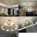 GobekUsa LED Ripples Glass Chandelier: Modern Luxury for Living Room, Bedroom, Kitchen, Bar