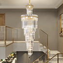 GobekUsa Crystal Chandelier: Modern Duplex Villa Hall Light Luxury Rotating Hollow Strip Crystal