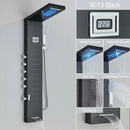 GobekUsa Black LED Waterfall Rain Shower Panel Faucet Set with Massage Jets
