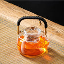 GobekUsa Glass Tea Pot With Weave Handle Heat-resistant Glass Teapot Transparent Steaming Tea Kettle