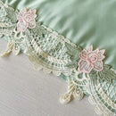 GobekUsa Lace Edge Flowers Embroidery Cool Blanket for Bed - Machine Washable Summer Quilt