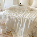 GobekUsa French Wedding Lace Ruffles Bedding Set