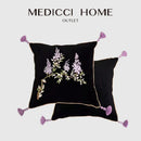 GobekUsa Botanical Wisteria Embroidered Cushion Cover with Tassel