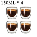 GobekUsa Double Wall Borosilicate Glass Mug Set for Tea Coffee Juice Bar Drinkware