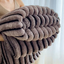 GobekUsa Dark Faux Rabbit Plush Blanket: Super Soft Comforter for Office Napping and Bed