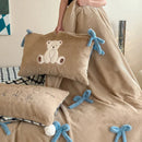 GobekUsa Bow-knot Embroidered Velvet Duvet Bedding Set cozy winter bedding with pillowcase