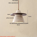 GobekUsa LED Wood Pendant Light Adjustable Yellow Stone Bedroom Coffee Hanging Lamp