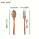 GobekUsa 2-Piece Wooden Fork and Spoon Set | Korean-Inspired Tableware for Desserts and Rice