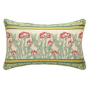 GobekUsa French Linen Flax Lumbar Pillow Cover Flower Birds Print, Fairy Green