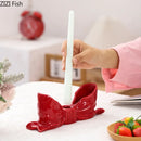 GobekUsa Bowknot Ceramic Candle Holder Desk Decoration Romantic Candlestick Aesthetic Decor