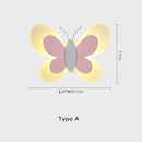 GobekUsa Butterfly LED Wall Lamp for Children's Room, Nordic Style Bedside Light