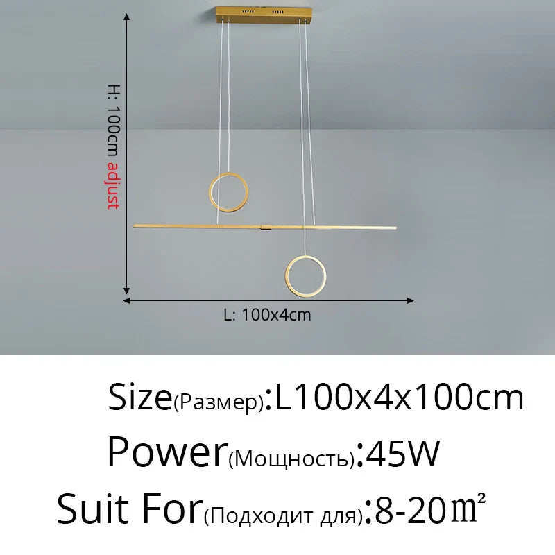 GobekUsa LED Ceiling Chandelier: Modern Minimalist Kitchen Dining Table Lighting, photo 11 of 12