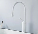 GobekUsa Brushed Gold/Black/White Basin Faucet with Single Handle Swivel Sink Water Crane
