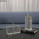 GobekUsa Golden Thinker Ice Crystal Sculpture: Abstract Figure on Crystal Base