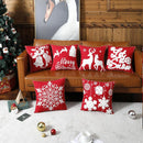 GobekUsa Christmas Embroidered Cotton Canvas Pillow Covers Snowflake Elk Decor