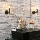 GobekUsa Iron Art Wall Lamp: Retro Black Candle LED Sconces for Living Room, Bedside & Corridor