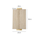 GobekUsa Beige Travertine Stone Tray with Golden Metal Handle