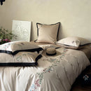 GobekUsa 1000TC Cotton Butterfly Flowers Embroidery Bedding Set with Duvet Cover, Sheet, Pillowcases