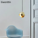 GobekUsa Gold Ball Pendant Light: Nordic Modern LED Hanging Lamp for Home Decor