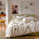 GobekUsa Embroidered Imitation Cashmere Bedding Set for Queen Bed Warm Winter Cozy Set