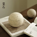 GobekUsa Chestnut Stone Wabi Sabi Wind Round Ball Geometric Rock Ornament Figurines