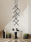GobekUsa LED Staircase Pendant Chandelier, Modern Nordic Restaurant Hanging Light