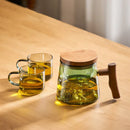GobekUsa Glass Tea Cup Set with Wood Handle: High Quality & Heat Resistant Puer Cups