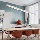 GobekUsa LED Linear Pendant Light - White Black Wood Finish - Long Hanging Office Fixture