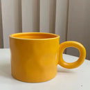 GobekUsa 400ml Ceramic Coffee Mug with Round Handle, Home Drinking Cup