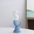 GobekUsa Cartoon Seahorse Ceramic Statue for Home Decoration