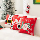 GobekUsa Christmas Cartoon Letter Embroidered Pillow Cover Festive Sofa Cushion