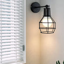 GobekUsa Black Iron Cage Wall Lamp: Retro Indoor Sconce for Bedroom, Bar, and Reading
