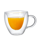 GobekUsa Heart-Shaped Glass Coffee Cup - Double Bottom Glass Mug for Drinks