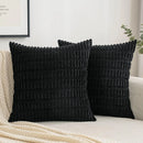 GobekUsa Black Striped Corduroy Throw Pillow Cover 18x18 Inch Square Cushion Case White Pillowcase