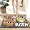 GobekUsa Cartoon Puppy Flocked Bathroom Rug Thicken Super Absorbent Water Bath Rugs