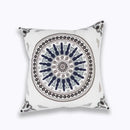 GobekUsa Blue Floral Mandala Leaves Wave Embroidered 45x45cm Cotton Pillow Cover