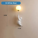 GobekUsa Blue Pink Bear Wall Lamp for Kids Bedroom, 3D Moon Lighting, G9 Bulb
