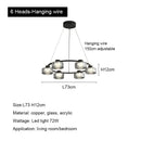 GobekUsa Glass LED Chandelier: Modern Minimalist Copper Pendant Light for Living Room & Bedroom