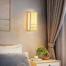 GobekUsa LED Wood Wall Lamp Acrylic Rectangular Bedside Light for Living Room