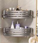 GobekUsa Corner Shelf with Towel Bar Hook, Aluminum Organizer for Bathroom and Kitchen