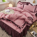 GobekUsa Korean Bed Skirt Set with Ruffled Edges - Solid, Skin-Friendly Bedding Kit