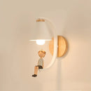 GobekUsa Birdie Wall Lamp: Modern Nordic Wood Bedroom Light