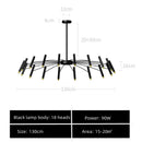GobekUsa Black Sputnik Chandelier: Nordic Design, Adjustable Lighting for Home Décor