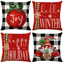 GobekUsa Christmas Santa Claus Linen Pillowcase - Sofa Cushion Cover, Decorative Living Room Pillow Cover