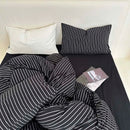 100% Cotton Black Stripe Duvet Cover Set in Various Sizes by GobekUsa