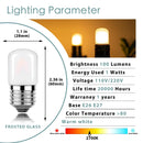 GobekUsa Dimmable 1W Tubular LED Light Bulbs, E27 Base, 2700K-6000K, Frosted - Ceiling Fan, Refrigerator