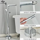 GobekUsa Dual Handle Black Waterfall Bathtub Faucet Floor Standing Set for Bathroom