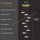 GobekUsa Gold Acrylic Chandeliers LED Pendant Lamp Modern Staircase Living Room Lighting