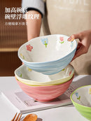 GobekUsa 7" Hand-Painted Ceramic Ramen Bowl - Large Noodle Bowl for Home & Restaurant