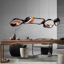 Modern Crystal Linear Pendant Light in Painted Iron